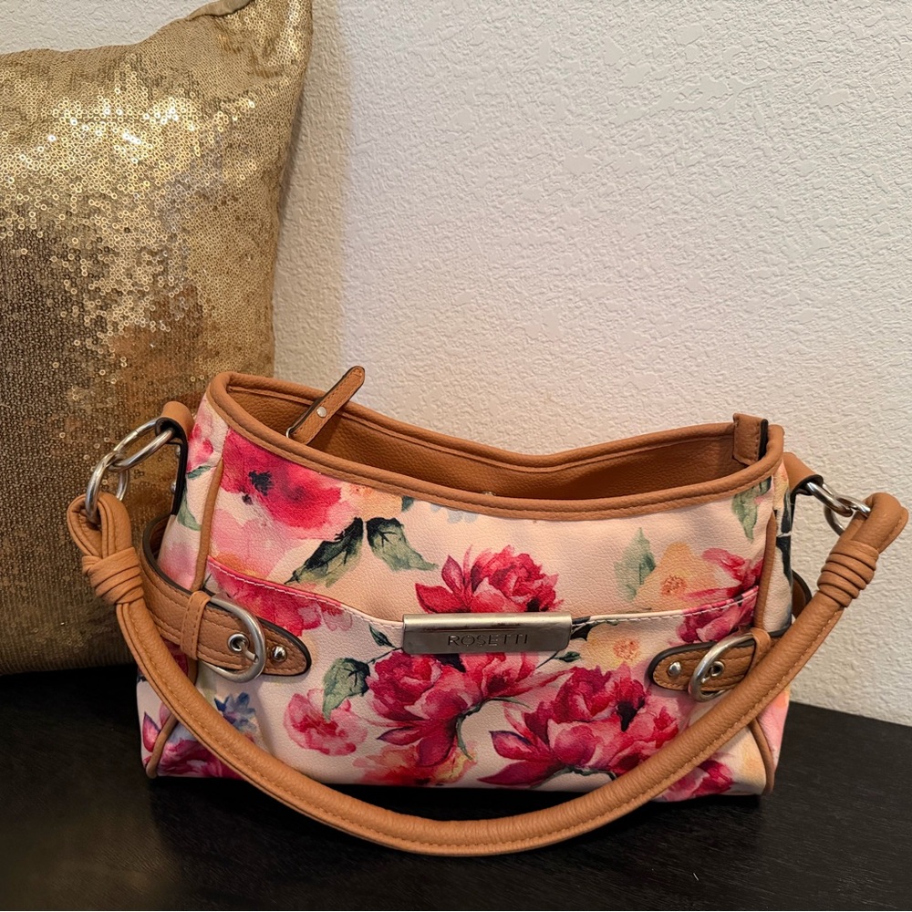 Rosetti Floral Shoulder Bag - Pink and Tan